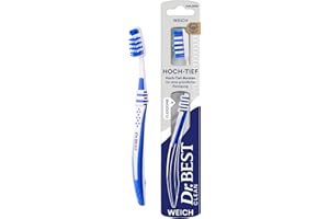 ‎DR.BEST Dr.BEST Hoch-Tief Zahnbürste, Weich (1 Stück) – Hoch-Tief-Borsten für eine gründliche Reinigung, mit angeschrägten Borstenreihen für ideale Anpassung an die Zahnreihe.