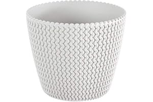 Maceta redonda 8L Prosperplast Splofy de plastico en color blanco, Ø25,9 x 22 cm