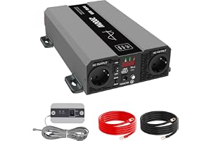 DATOUBOSS Inverter 12V till 230V 2000W, Ren Sinusvåg Spänningsomvandlare med 2 EU uttag och 1 USB-A-port och 1 USB-C-port och