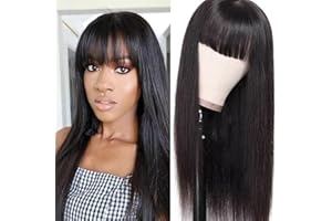 CLASSINE parrucca donna capelli veri umani glueless straight wig with bang None lace front human hair wig parrucca donna long straight human hair with fringe 150 density 24inch