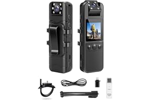 SPIKECAM 64GB Computer-Free Body Camera with Audio and Video, 6 Hrs 1080P Personal Small Camera with Photo, Night Vision, SOS Sound, Wearable Cam for Security, Running, Biking