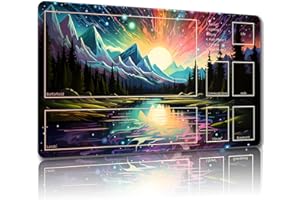 Malqiqi Playmat for MTG, with Free Storage Bags,Game Mat 24 x 14 inches, TCG and Board Game Mat for Cards,Mousepad Desk Mats (with Zones,Magic Mat 10)