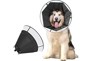 Dog Cone Collar for Dogs After Surgery,OneTigris Adjustable Head Cone for Large Dogs,Neck Soft Cone Alternative Elizabethan Dog Recovery Collars Prevent Licking (Black, XXL)
