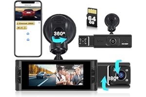 Inefala WiFi Dash CAM Coche con Tarjeta SD de 64GB, Camara Coche Grabadora con 2 Camaras 1080P Frontal e Interior, Grabación en Bucle Sensor G Visión Nocturna Asistencia de Respaldo