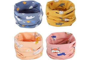 TSLBW 4 Pcs Kids Neck Scarves Girls Boys Warmer Cotton Scarves Baby Winter Cotton Neck Scarf Kids Cute Multi Use Circle Collar Neck Scarf Toddler Windproof Winter Spring Autumn Loop Neckerchief