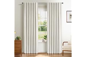 INOVADAY 100% Blackout Curtains 84 Inch Drop 2 Panels Thermal Insulated Curtain, Back Tab Rod Pocket Curtains with Coating Back Layer for Bedroom Living Room,50" W x 84" L,Beige