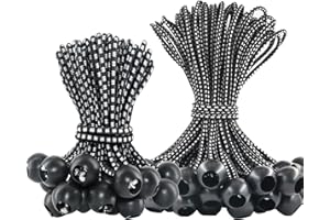 BYZANDQI Spanngummis mit Kugel, Planenspanner Gummispanner Zeltgummis, 50 Stück Schwarz (15cm+20cm)