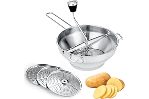 vvhippo Moulin à Aliments, broyeur à Aliments en Acier Inoxydable avec 3 Couches de Tamis, Passeur pour Passer les Fruits & Légumes, Passe au Lave-Vaisselle