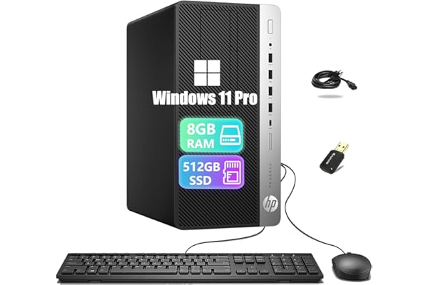 HP ProDesk 600 G3 MT Ordenador de sobremesa, Intel Pentium G4400, 8 GB de RAM, 512 GB de SSD, WiFi, Bluetooth, Teclado Estadounidense, Windows 11 Pro (reacondicionado)