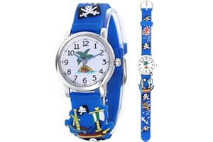Mamiddle Mädchen und Jungen Analog Quarz Uhr mit Cartoon Design 30M wasserdichte Silikon/Nylon Armband Japanischen Quarzwerk Lern Armbanduhr für Kinder 3-10 Jahre