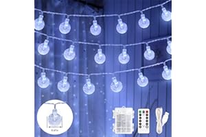 UNIHOH Fairy Lights Battery Powered,59Ft 100 LED Globe String Lights with Remote, USB Fairy Lights for Bedroom, Indoor Outdoor Christmas Lights for Balcony Patio, Gazebo, Party and Wedding Decor(Cool White)