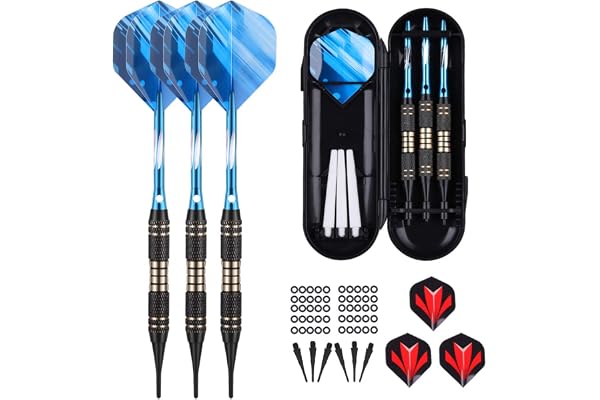 sanfeng Jeu de fléchettes à Pointe Souple pour Cible électronique 18/20 g avec tiges en Aluminium et 50 Joints toriques en Caoutchouc, Jeux d'intérieur et d'extérieur pour Adultes
