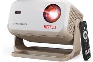[Netflix Official License] Crossbeats Lumex Flix Projector 4k Ultra HD, 1080p Native, Android 13, WiFi, 16000 Lumens, Smart Mini Projector for Room, Portable Home Cinema, Built-in Apps, 300”Display