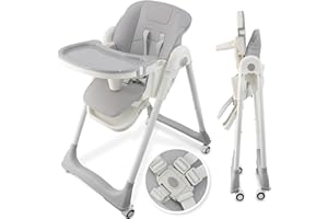 ALMAR Baby Trona de bebe plegable, elevable, evolutiva y reclinable con bandeja extraible