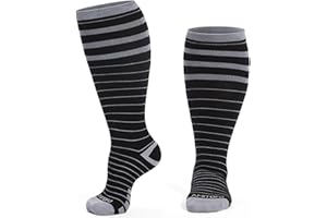PUTUO Chaussettes de Contention Gros Mollet: Bas de Contention Grande Taille en Bambus-Viskose pour Femme Hommes — Chaussettes de Compression Mollet Large pour Avion Voyage Grossesse 1 paires