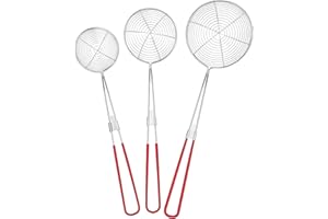 Kichvoe Spider Strainer Asian Strainer Ladle 3pcs Stainless Steel Wire Skimmer Spoon with Handle Fryer Scoop Ladle Colander for Kitchen Frying Food Pasta Spaghetti Noodle