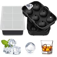 Eiswürfelform Silikon Große Eiskugelform Quadratische Eiswürfelform mit Deckel 6-Fach 2-Set Eiswürfelbehälter für…