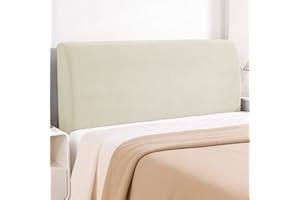 YSTELLAA Copri Testata Letto Matrimoniale, 180CM, Coprispalliera Letto Elasticizzata, Universale Copri Testiera Letto Matrimoniale Lavabile, Headboard Cover Antipolvere, Beige