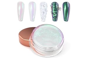 Laza Chameleon Pearl Chrome Nail Powder, Glazed Donut Metallic Mirror Effect Pigment, Iridescent Aurora Nail Glitter Holographic Fairy Dust Gel Nail Art Supplies Nail Techs, Resin Craft – Purple Ocean