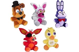 BOSSETY 5 pièces Jouet en Peluche Five Nights at Freddy's FNAF, Phantom Foxy Mangle Springtrap Jouet Bonnie Mignon Animal PP Poupée en Peluche pour bébé Enfant Cadeau d'anniversaire