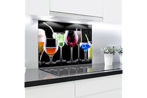 HITGLASS Küchenrückwand aus gehärtetem Glas 90x65 cm Glaspaneel 4 cm Dicke