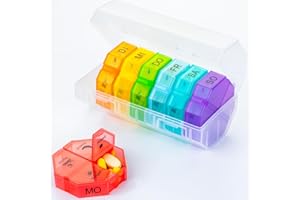 ‎YAKLIM Tablettenbox 7 Tage Große Fächer, Medikamentenbox 7 Tage 4 Fächer Tabletten Organizer Mit 28 Extra Großen Fächern für Woche, Tragbare Pillendose Morgens Mittags Abends Reise Pillenbox für Vitamin