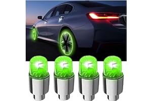 AUTOFANCY Car Tire Wheel Lights, 4pcs Car Wheel Tire Air Valve, Hub Lamp Cap Light with Motion Sensors Colorful LED Tire Light Gas Nozzle,for Car Bicycle Motorcycles Accessories Green