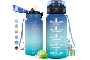 KOLLYKOLLA Borraccia 500ml/1L/1.5L, Borraccia Palestra a Prova di Perdite, Borraccia Motivazionale con Cannuccia, Bottiglia d'acqua Sportiva con Indicatore del Tempo, Borraccia per Adulto, Viaggio, Sport, Scuola