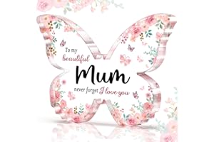 CheriGift Christmas Birthday Gifts for Mum, Beautiful Mum Butterfly Plaque Keespaske Decor, Best Mummy Gifts from Daughter Son on Her Birthday, Christmas, Mothers Day