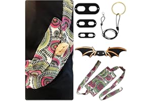 DIYBravo Leopard Print Bearded Dragon Sling Carrier + Leather Leash with Wings 3 Sizes Small Animal Outdoor Hammock Adjustable Harness Leash for Lizard Hamster Chameleon Reptiles Lizard (Bohemian)