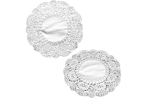 QUARKZMAN 100pz Centrini di Carta a Pizzo 3.5 Pollici Argento Rotondi Tovaglioli Decorativi Usa e Getta Carte cuscino Fiori Traforati per Torte Dessert Decorazione Alimenti