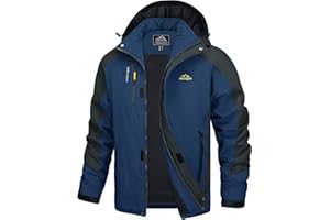 TACVASEN Men's Waterproof Jackets Lightweight Micro Fleece Winter Jacket Softshell Hiking Rain Coats with Removable Hood