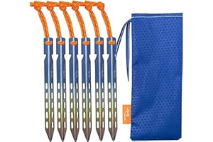 TiTo Titanium Piquets de Tente en Forme de V en Titane Ultralégers Portable Sols Durs Piquets de Tente avec Corde Réfléchissante Et Sac de Rangement pour Randonnée(Titanium14*14*160mm)