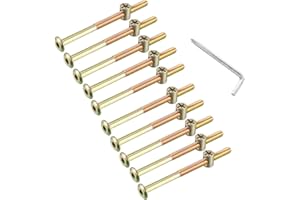 NOUJEN 10 Stück M6 *110mm Zylindermuttern Schrauben Kit,Möbelverbinder Schrauben,M6*13 mm Barrel Muttern für Möbelbetten Kinderbetten Krippe und Stühle mit Schraubenschlüssel (M6*110mm)