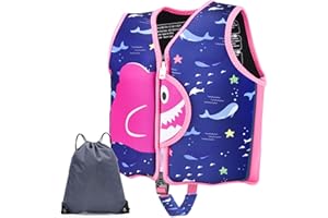 YIKANWEN Neoprenowa kamizelka ratunkowa dla dzieci i niemowląt, idealna pomoc w pływaniu dla chłopców i dziewczynek w wieku od 1 do 8 lat, 11-40 kg, w zestawie torba ze sznurkiem