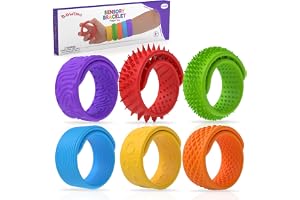 BDwing silikon fidgetleksaker sensoriska snäpparmband, 6 stycken slap-armband anti-stress fingerleksak stressminskning gåva f
