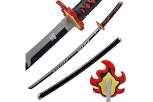 LQZJG Anime Espada de bambú Cosplay，Kamado Tanjirou Vulcano Espada Katana 103 cm/40 Pulgadas