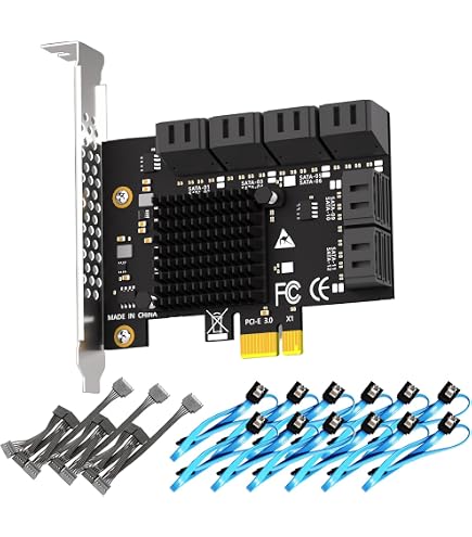 Carte contrôleur PCIe 3.0 16x avec 24 ports SATA 6G. Chipset