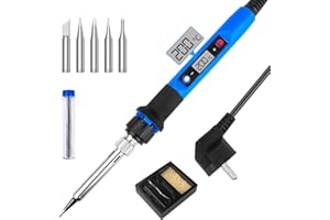 WinGluge 80W Saldatore a Stagno Kit, Saldatura Strumenti con Display a LED, Temperatura Regolabile 180-480°C, 5 Punte di Saldatura e Supporto per Saldatore, Per Saldatura e Riparazioni