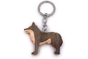 Onwomania - "-Wolf Tier Raubtier Schlüsselanhänger - Holz Glücksbringer ideal als Geschenk z.B. für den besten Freund, die beste Freundin, Mama - Für Männer, Frauen & Kinder