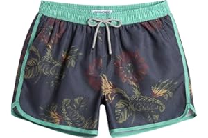 MaaMgic Mens 5" Short 70s 80s 90s Vintage Swim Trunks Quick Dry Bathing Suits Swimming Shorts Swimsuits Board Shorts