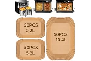 CaiTang Papier Cuisson Air Fryer pour Ninja 10.4L/ Cosori 10L, Papier Cuisson pour Ninja Foodi Flex Drawer Dual Zone AF500EU AF500EUCP, Paper Sulfurisé Accessoires Air Fryer For Ninja AF500EU(150pcs)