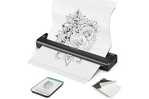 Termocopiadora Tattoo Wireless, Sunowl Impresora Termica Tattoo con 10 Papel Transfer Tattoo, Impresora Tatuajes Portátil Impresora Tattoo Transfer Compatible con Phone & PC
