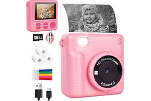 GOOPOOL Camara de Fotos Instantaneas - Camara Fotos Infantil 2.4" HD 1080P Cámara Instantánea para Niños con Tarjeta de 32GB,Bolígrafos de Colores y Papel de Impresión Regalos Juguete (Rosa)