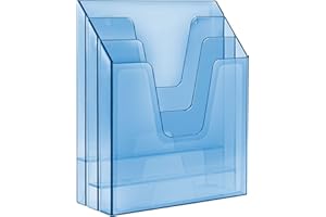 Acrimet Organizzatore Porta Cartelle Verticale a Triplo Scomparto, Separatore per File (Plastica) (Colore Blu Trasparente)