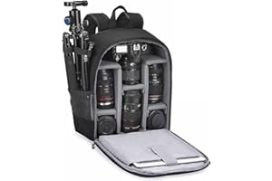 Cwatcun Sac à dos pour appareil photo Imperméable Sac à dos pour appareil photo professionnel pour DSLR/SLR, compatible avec les appareils photo Sony Canon Nikon et les accessoires (2.0 petit, noir)
