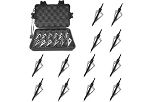 KURUGEILI 12 Pack Hunting Broadheads with Storage Case 3 Blades Archery Broadheads 100/125 Grain Screw-in Arrow Heads Arrow Tips for Traditional Bows and Compound Bow
