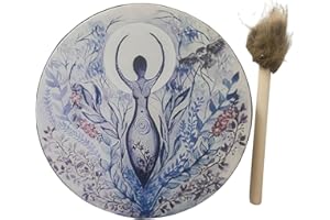 NANYACIV 10 Zoll Schamanentrommel Handgemachte Schamanentrommel mit Trommelstock Göttin Schamanentrommel Baum des Lebens Sibirische Trommel Musik Spirituelle Schamanentrommel Sibirische Trommel Sound Healing
