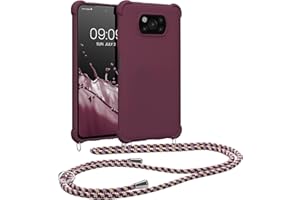kwmobile Etui kompatybilne z Xiaomi Poco X3 NFC/Poco X3 Pro, etui crossbody, miękki, matowy, uchwyt na telefon z paskiem na szyję, bordowy fiolet
