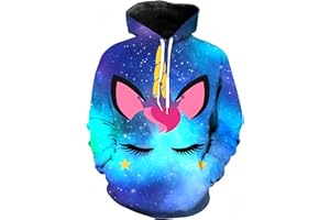 Ocean Plus Fille Licorne Sweat à Capuche Sirène Arc en Ciel Capuche Sweat-Shirts à Capuche avec Empreinte Enfants Pull